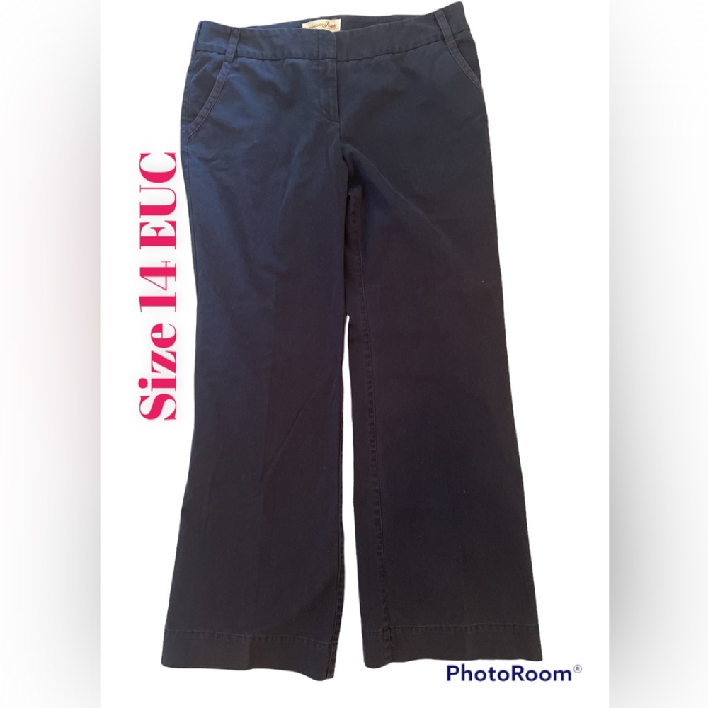 Victoria’s Secret LondonJean Chino Pants sz 14  Blue 100% Cotton EUC Wide Leg
